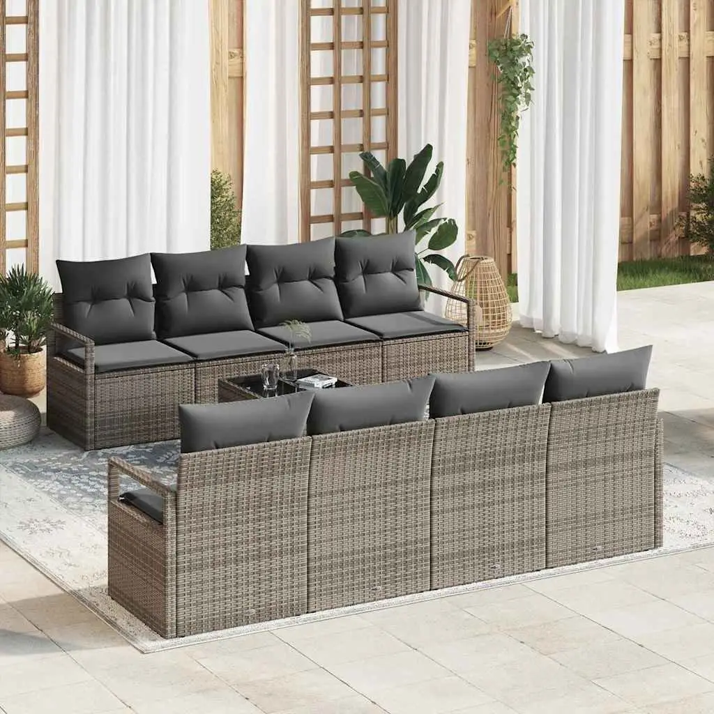 Ensemble de Canapés avec coussin 7 pcs Gris polyrotin vidaXL 3346309
