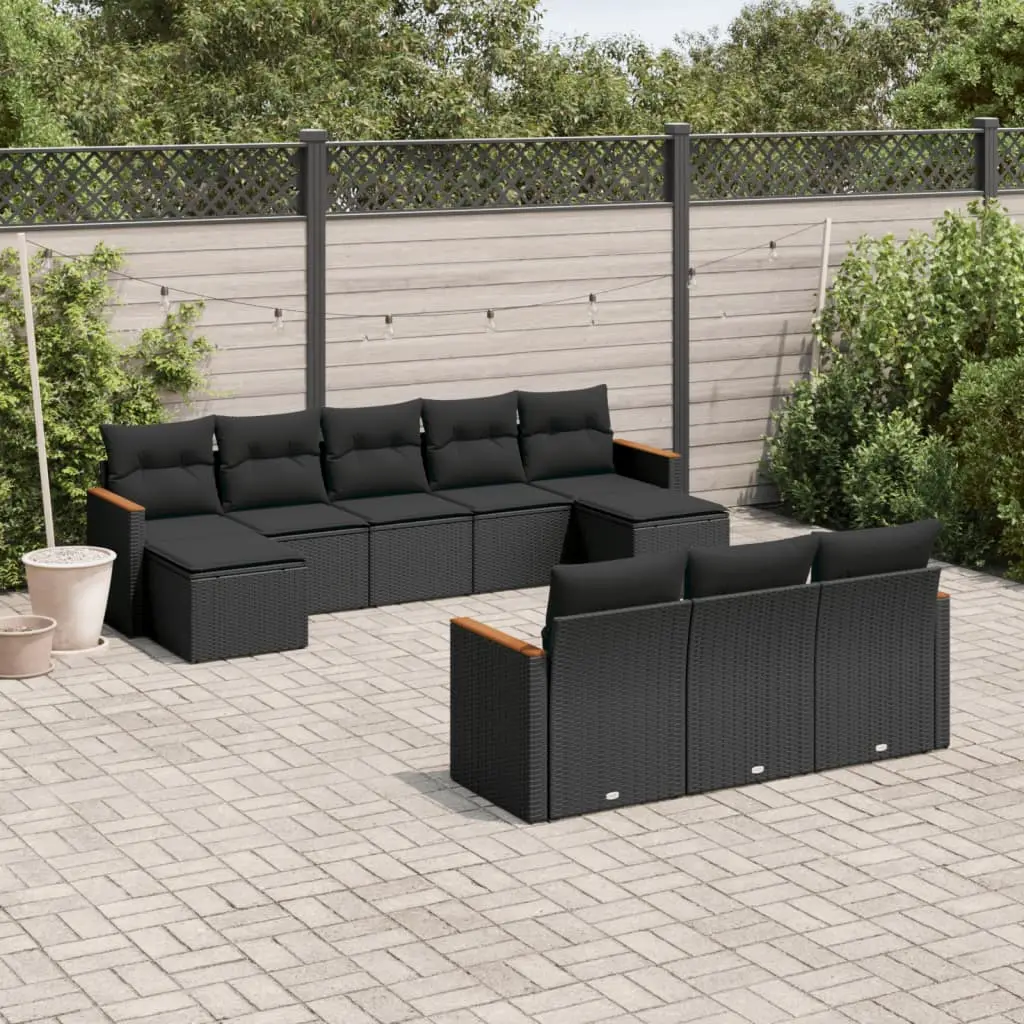 Ensemble canapé de jardin 10 places résine tressée modulable avec rangement Noir – ComfortXL Outdoor Living