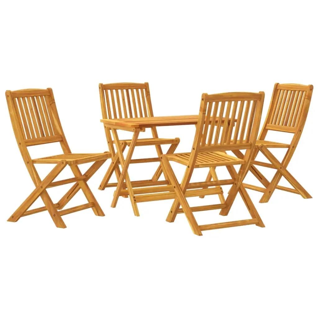 Ensemble de 5 pcs table de jardin et chaises pliable – mobilier de jardin bois massif d’acacia-JU2598