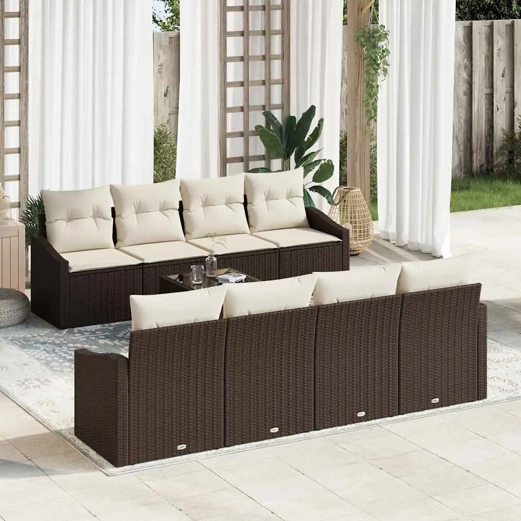 Ensemble de Canapés 9 pcs Marron et Crème polyrotin vidaXL 3346648