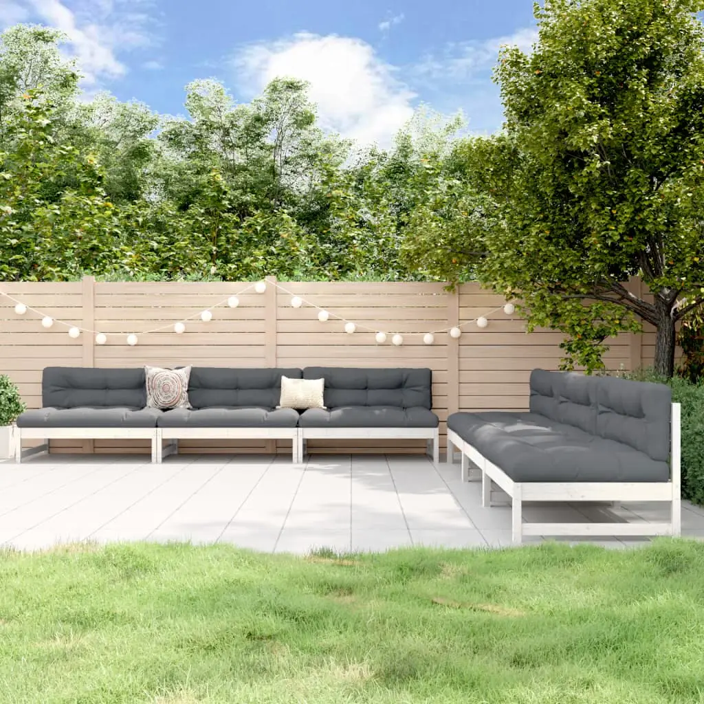 Ensemble de 6 canapés centraux en bois de pin blanc pour salon jardin – ComfortXL Outdoor Living