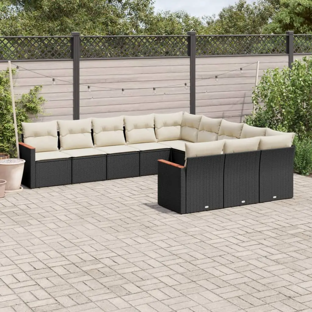 Ensemble canapé de jardin 11 pcs modulable avec coussins et rangement dissimulé Noir – ComfortXL Outdoor Living