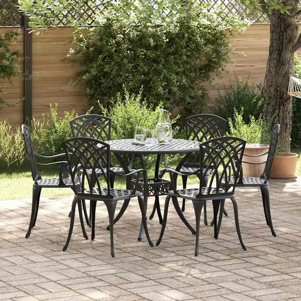 Ensemble de salle à manger pour jardin 7 pcs Noir Aluminium vidaXL 3334721