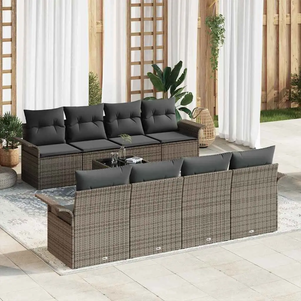 Ensemble Canapé de Jardin 9 Pièces Polyrotin Sectionnel et Polyvalent Gris – ComfortXL Outdoor Living