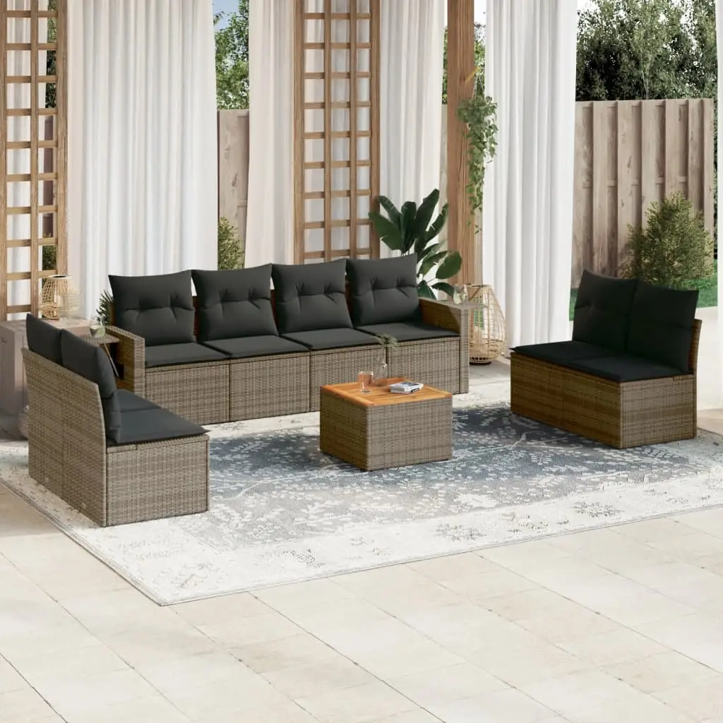 Ensemble de Jardin 8 Places Résine Tressée Gris Canapé Modulable avec Table Basse et Coussins Épais – ComfortXL Outdoor Living