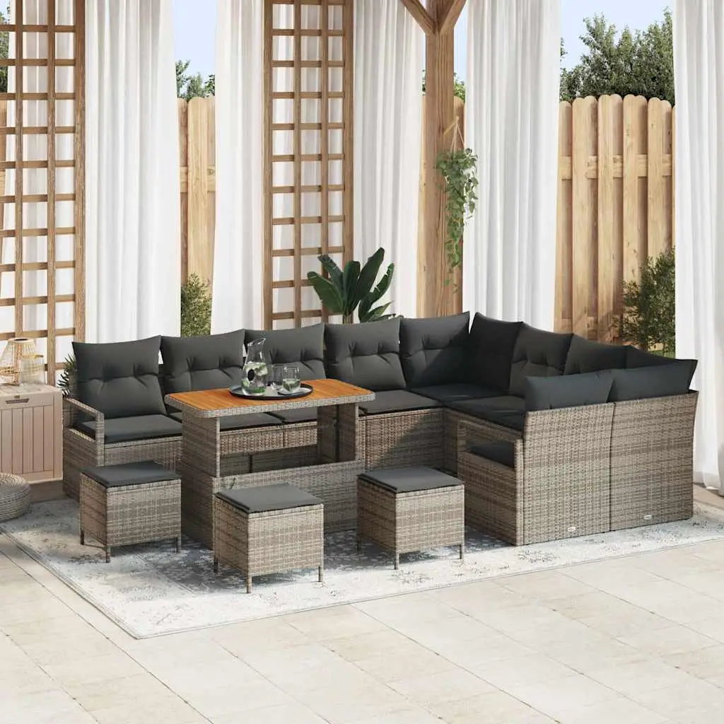 Ensemble canapé de jardin en polyrotin modulable grande capacité Gris – ComfortXL Outdoor Living