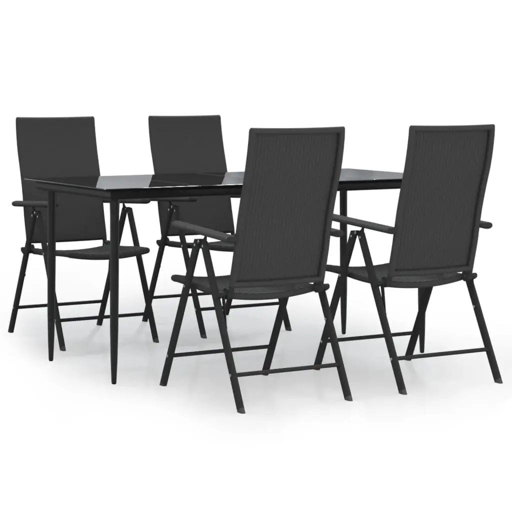 Ensemble de 5 pcs table de jardin avec chaises – mobilier de jardin Noir Résine tressée