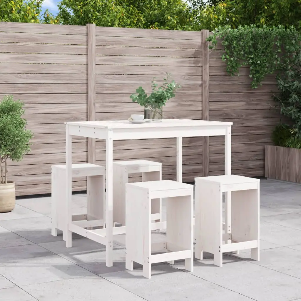 Ensemble de bar de jardin 5 pcs blanc bois massif de pin vidaXL 3157746