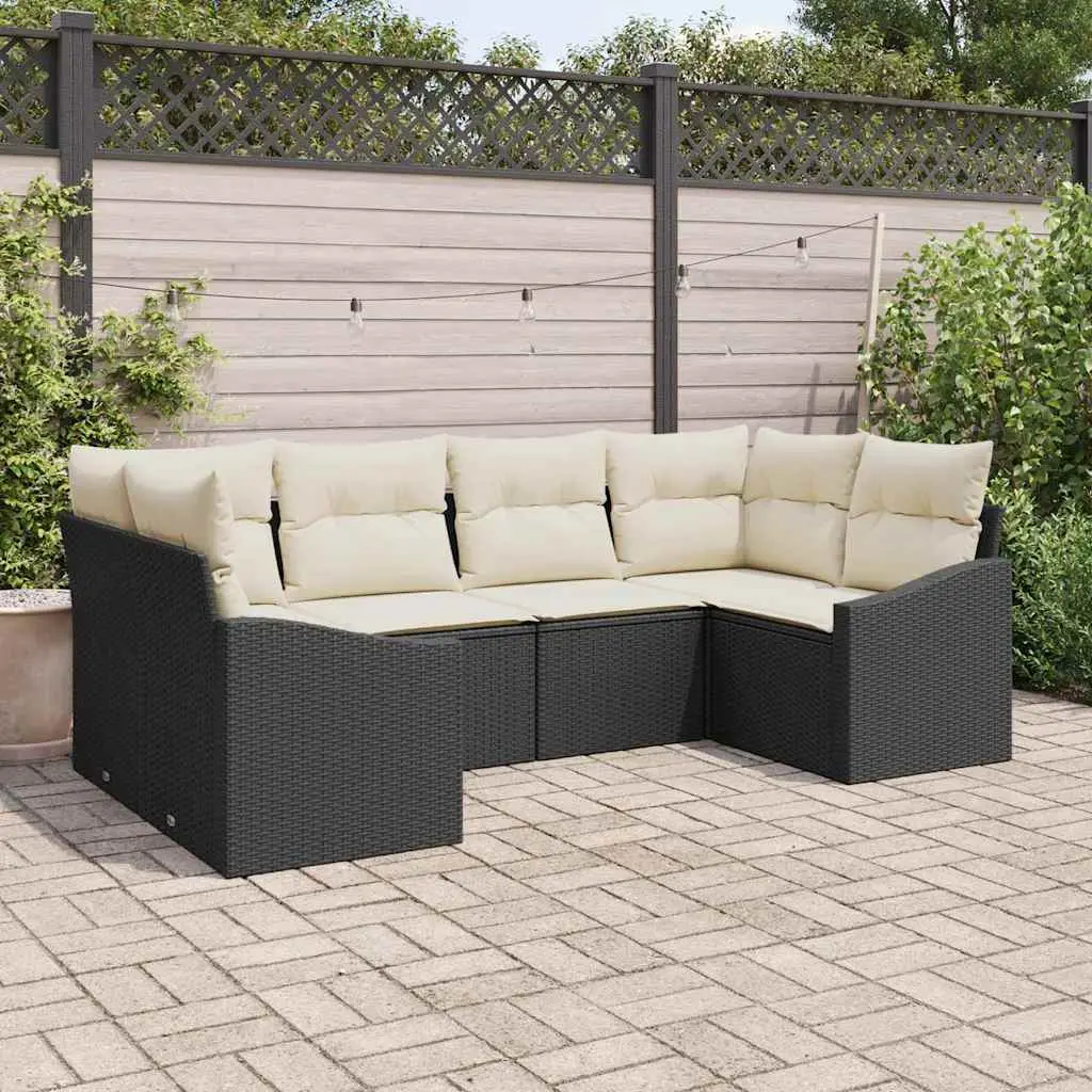 Ensemble de Canapés avec coussin 6 pcs Noir polyrotin vidaXL 3346857