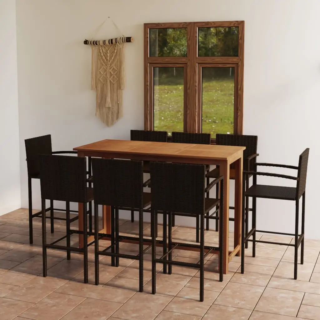 Ensemble de bar de jardin 9 pcs Marron vidaXL 3068019