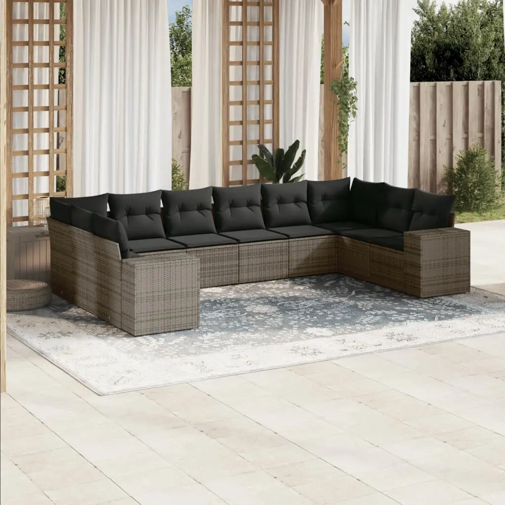 Ensemble Canapés Modulables 10 Pièces Résine Tressée avec Rangement pour Balcon Terrasse Gris – ComfortXL Outdoor Living