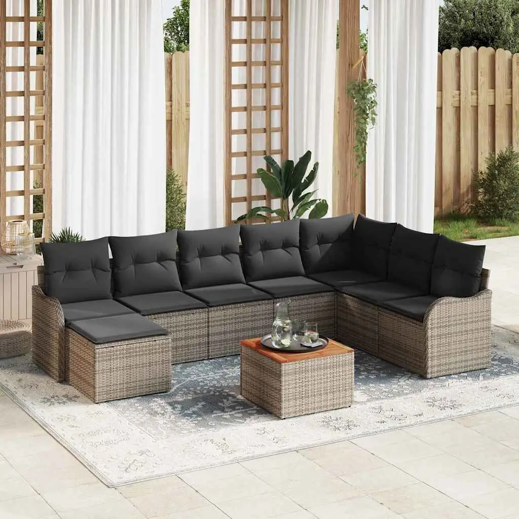 Ensemble d’extérieur 9 pièces modulable en résine tressée avec coffres Gris – ComfortXL Outdoor Living