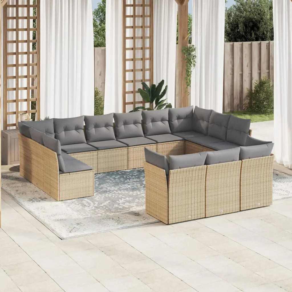 Ensemble canapés de jardin 13 places poly rotin sectionnel avec rangement pour extérieur Beige – ComfortXL Outdoor Living