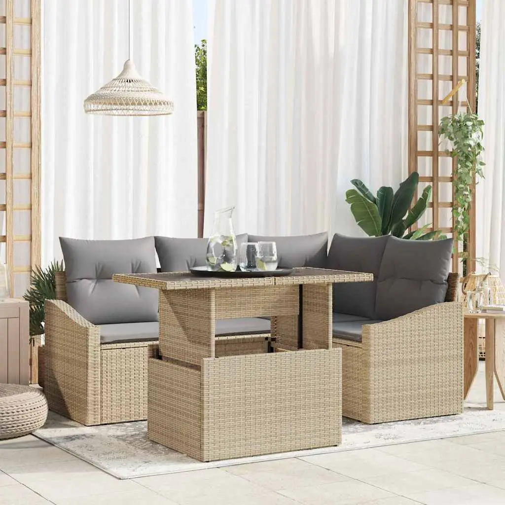 Ensemble de canapé de jardin Réglable 5 pcs Beige et Gris clair vidaXL 3357733