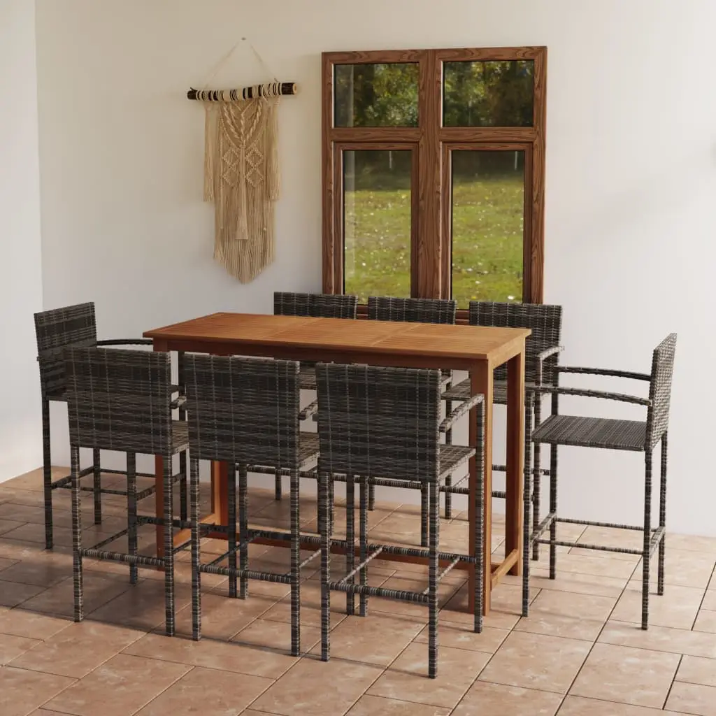 Ensemble de bar de jardin 9 pcs Gris vidaXL 3068021