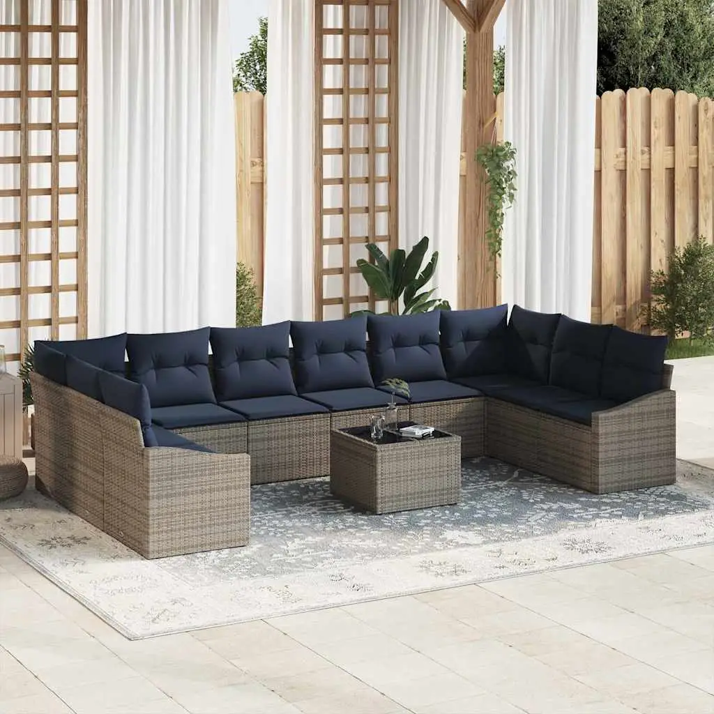 Ensemble de canapé de jardin Gris et marine polyrotin vidaXL 3355584