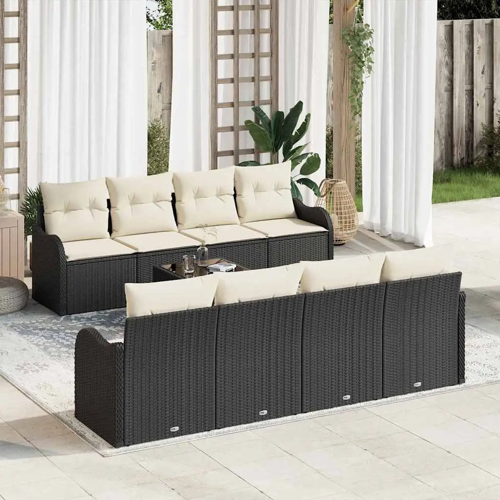 Ensemble de canapé de jardin Noir 55 x 55 x 37 cm polyrotin vidaXL 3345627