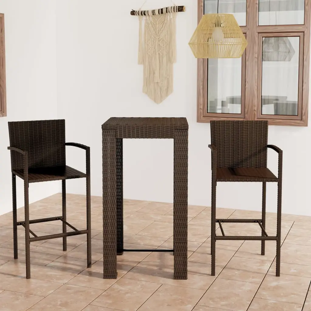 Ensemble de bar d’extérieur 3 pcs accoudoirs résine tressée vidaXL 3064804