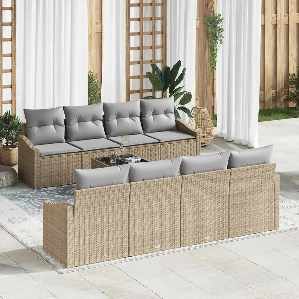 Ensemble de Canapés avec coussin 7 pcs Beige et gris polyrotin vidaXL 3355319