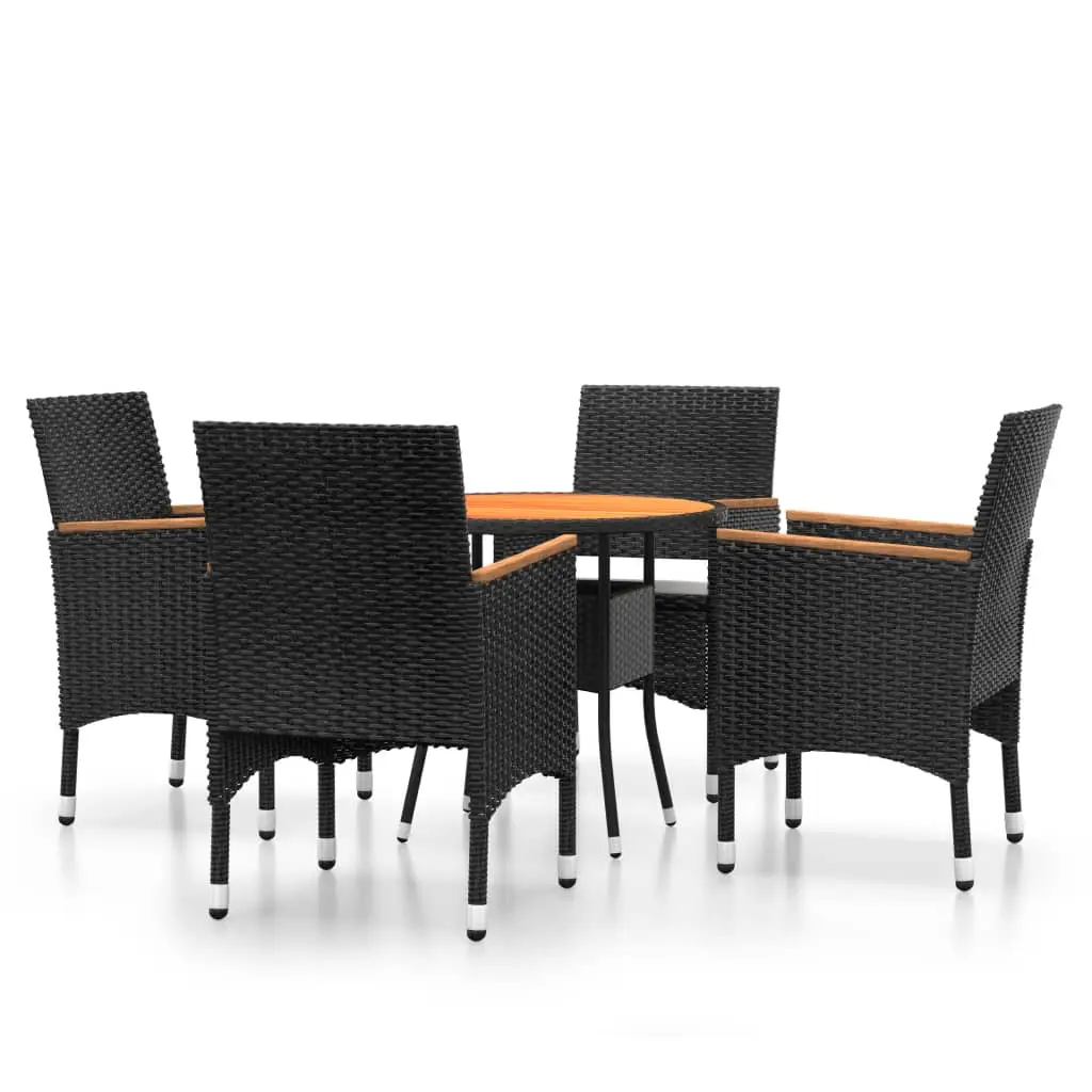 Ensemble de 5 pcs table de jardin avec chaises – mobilier de jardin Résine tressée Noir-JU2519