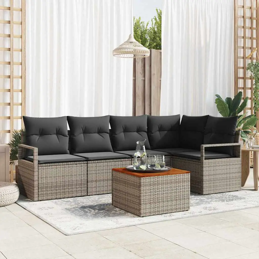 Ensemble de canapé de jardin avec stockage 6 pcs Gris polyrotin vidaXL 3356375