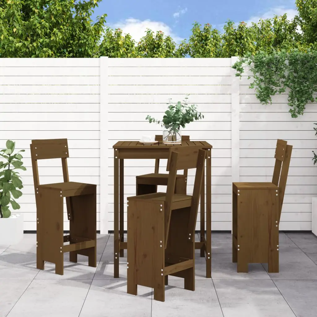 Ensemble de bar de jardin 5 pcs marron miel bois de pin massif vidaXL 3157802