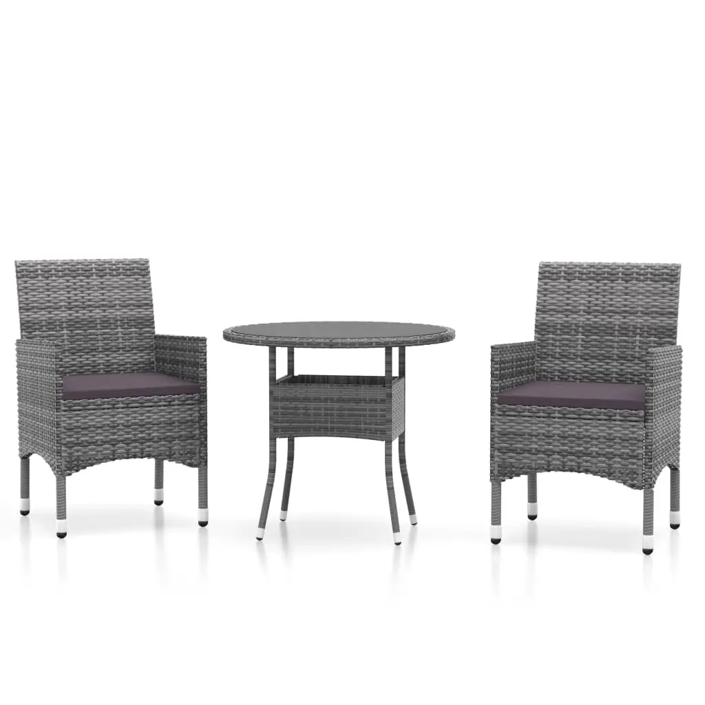 Ensemble de 3 pcs table de jardin avec chaises – mobilier de jardin Résine tressée Gris-JU2469