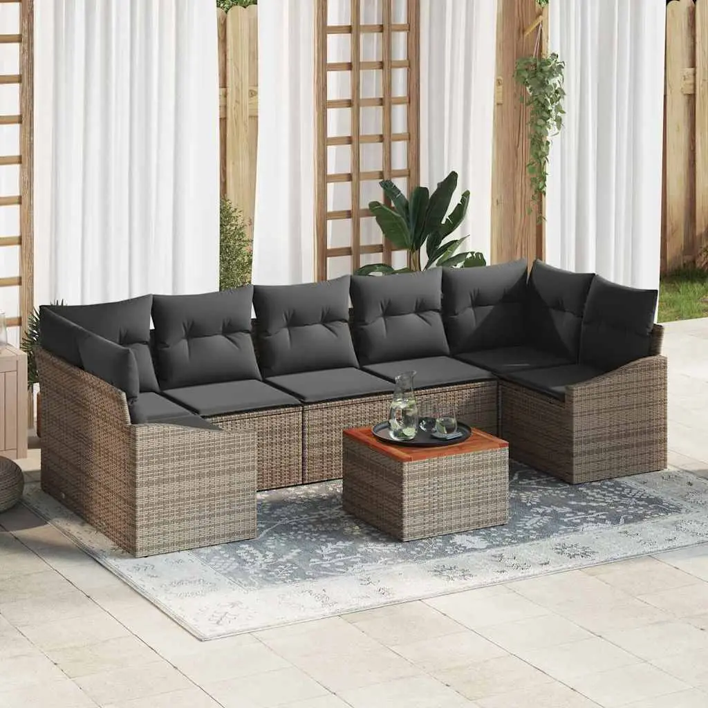 Ensemble de canapé de jardin avec stockage 8 pcs Gris polyrotin vidaXL 3356466