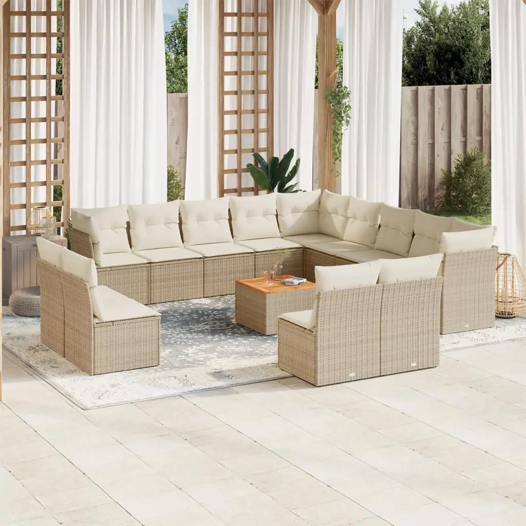 Ensemble de jardin modulable résine tressée 13 places pour terrasse Beige coussins blanc crème – ComfortXL Outdoor Living