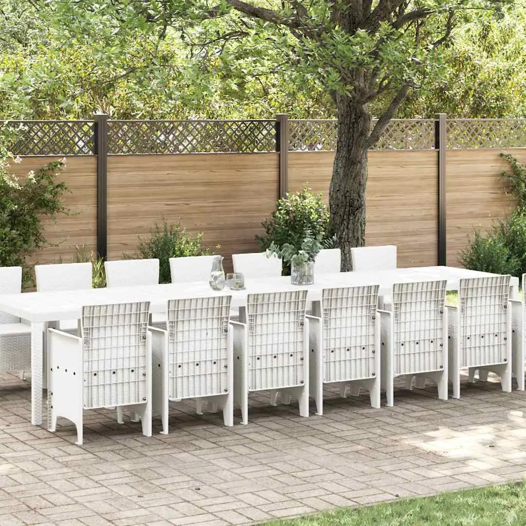 Ensemble de Jardin Repas 14 Personnes en Résine Tressée avec Coussins 24 Pièces Blanc – ComfortXL Outdoor Living