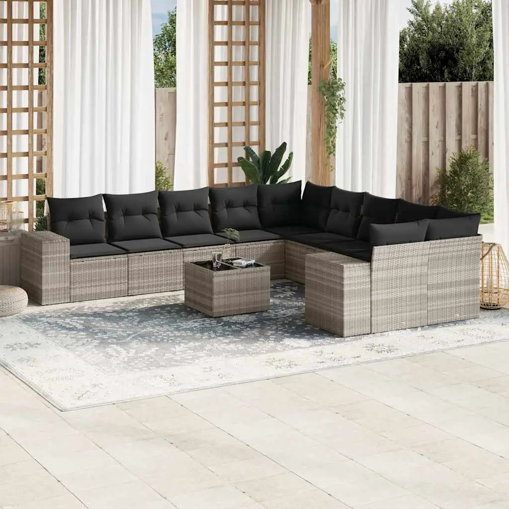 Ensemble de Jardin Modulable 10 Places en Résine Tressée Coussins Déhoussables pour Bord de Piscine Gris Clair – ComfortXL Outdoor Living