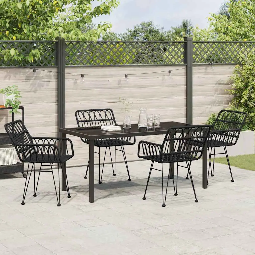Ensemble de salle à manger pour jardin 5 pcs Noir vidaXL 3379187