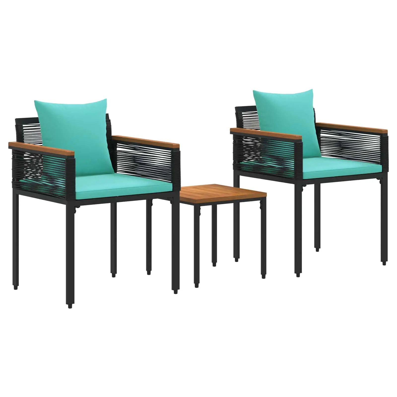 Ensemble de meubles d’extérieur 3 pcs | Mobilier d’extérieur Noir et turquoise Maison Chic