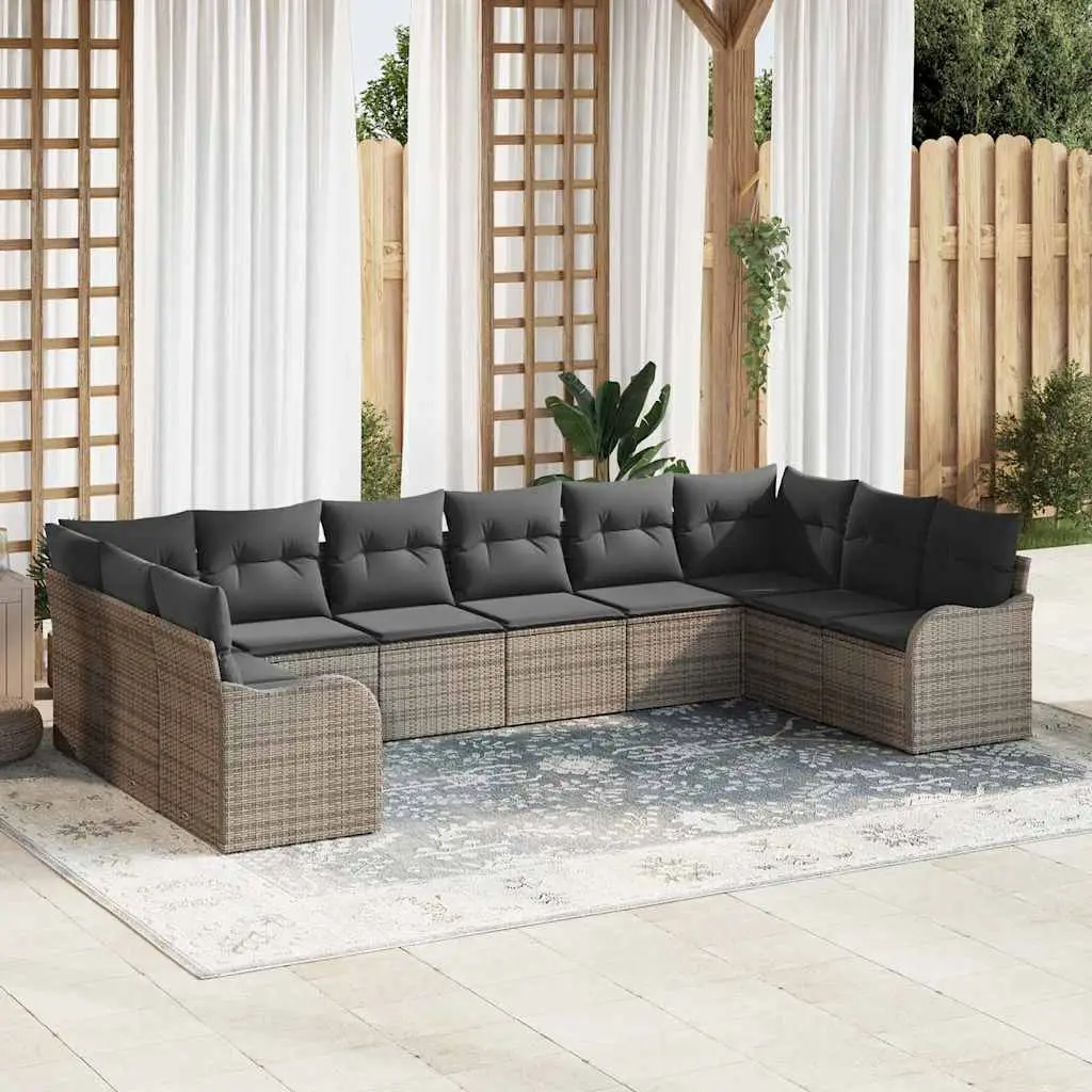 Ensemble canapé de jardin 10 places résine tressée main pour terrasse Gris – ComfortXL Outdoor Living
