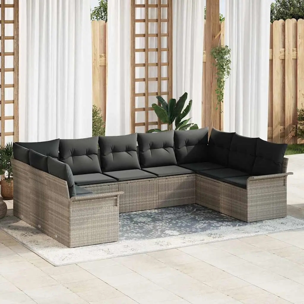 Ensemble de canapé de jardin avec coussin Gris clair polyrotin vidaXL 3345522