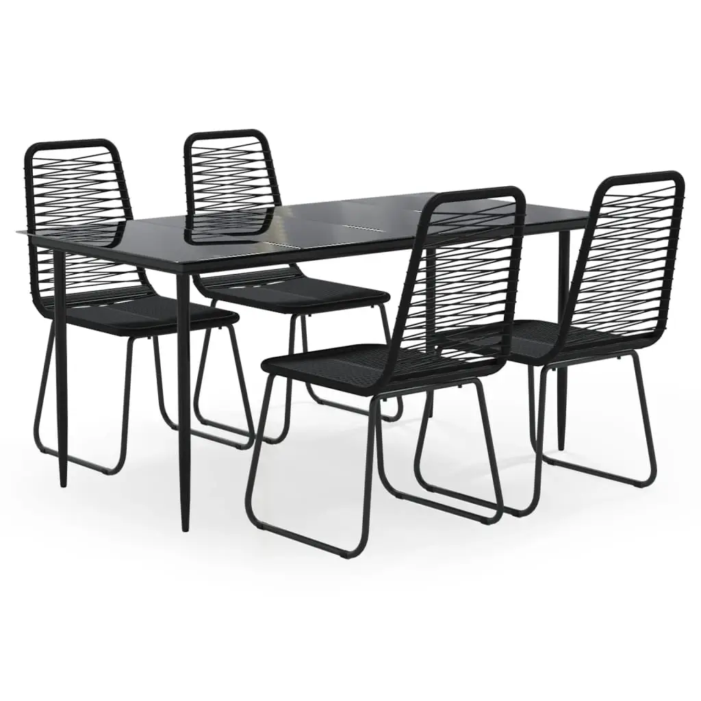 Ensemble de 5 pcs table de jardin avec chaises – mobilier de jardin Noir