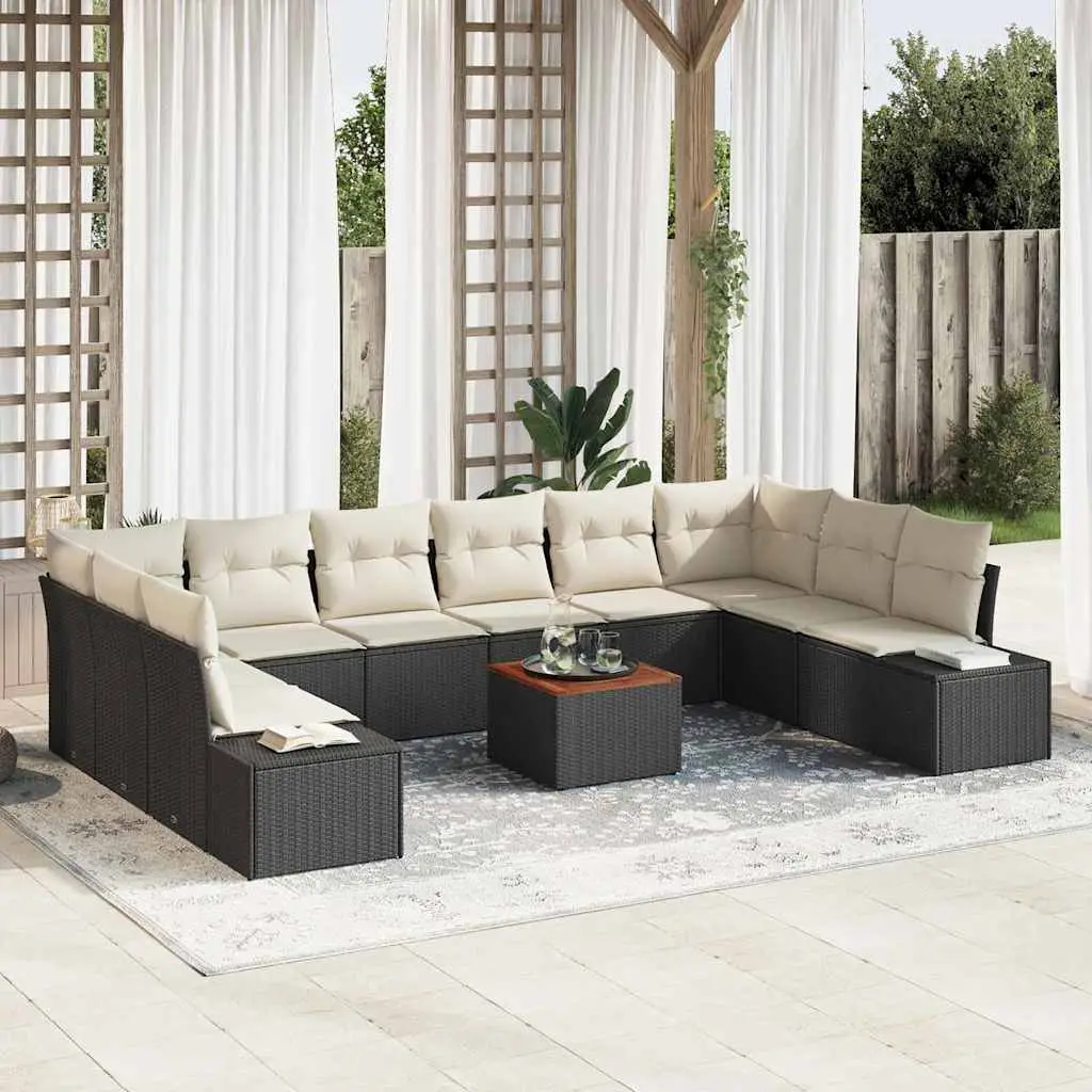 Ensemble de canapé de jardin avec stockage 11 pcs Noir et blanc vidaXL 3356675