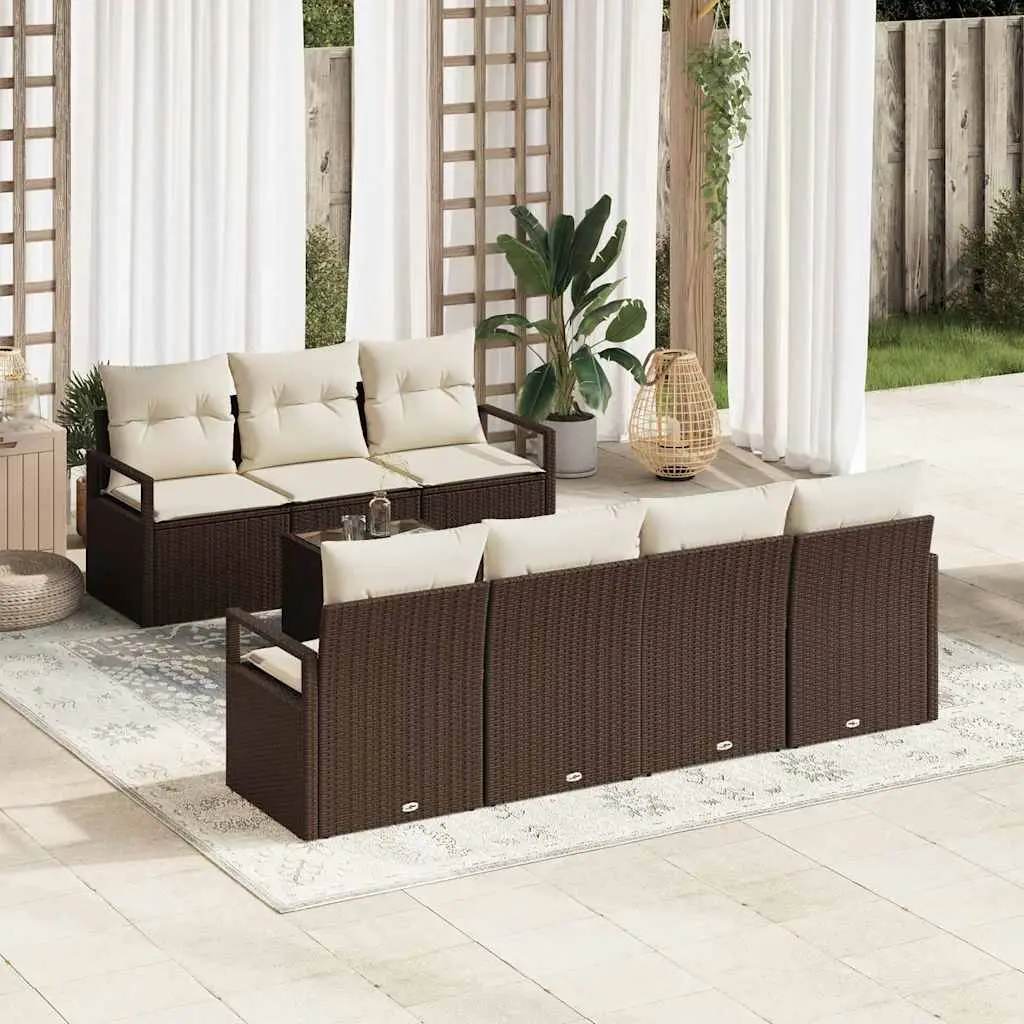 Ensemble de Canapés 8 pcs Marron et Crème polyrotin vidaXL 3346288