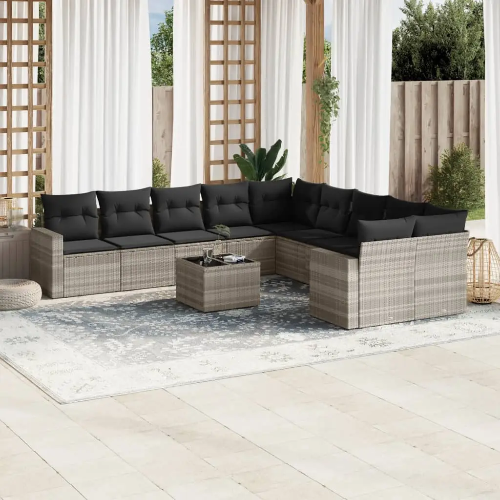 Ensemble Canapés d’Extérieur 11 Pièces Résine Tressée avec Rangement Intégré Gris Clair – ComfortXL Outdoor Living