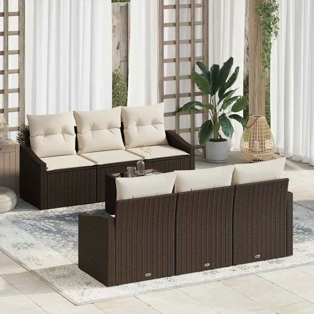 Ensemble de Canapés 7 pcs Marron et Crème polyrotin vidaXL 3346608