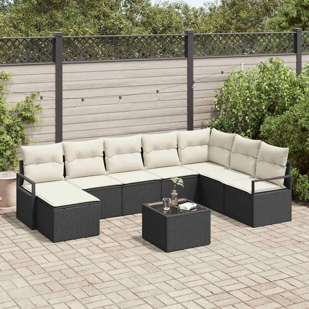 Ensemble de Canapés 9 pcs Marron et Crème polyrotin vidaXL 3355176