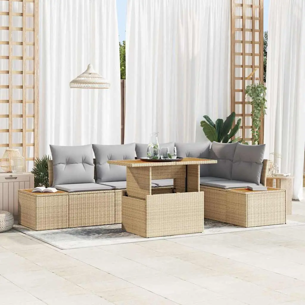 Ensemble de salle à manger pour jardin 6 pcs Beige et gris vidaXL 3350072 beige et gris