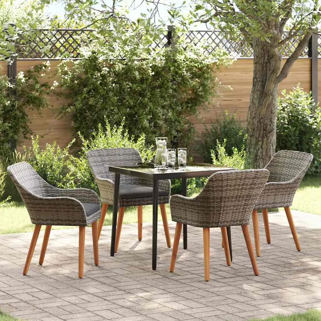 Ensemble de Repas Jardin 5 Pièces en Polyrotin pour 4 Personnes Style Moderne Gris – ComfortXL Outdoor Living