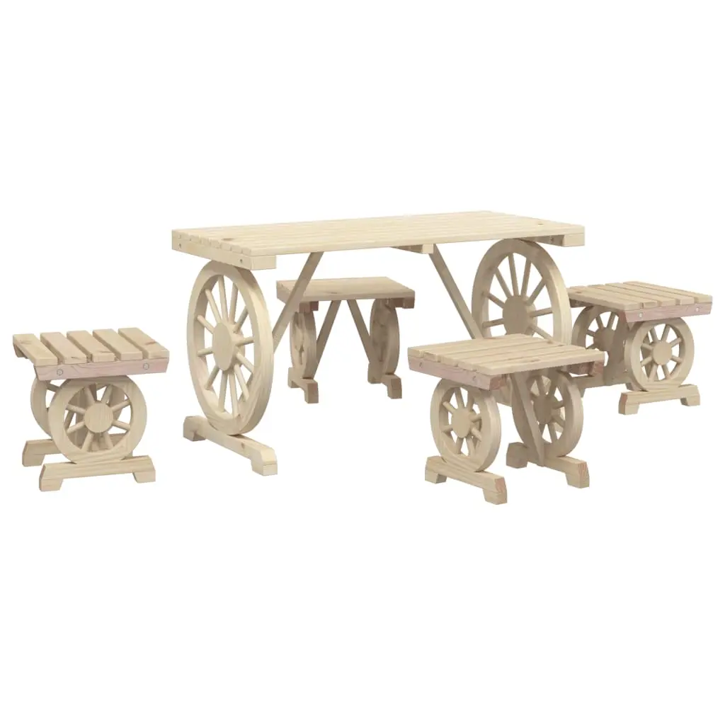 Ensemble de 5 pcs table de jardin avec chaises – mobilier de jardin bois de sapin massif Brun