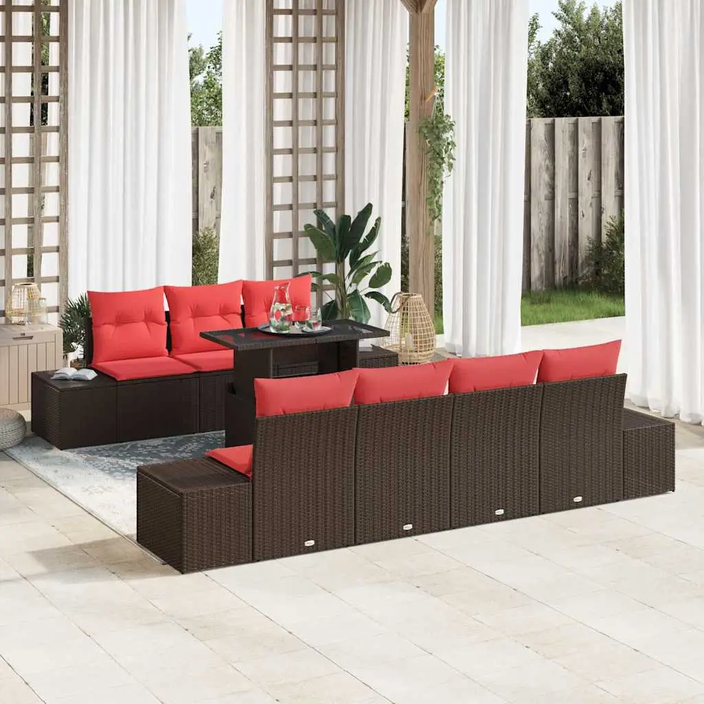 Ensemble de Canapés 8 pcs Marron et rouge polyrotin vidaXL 3349130