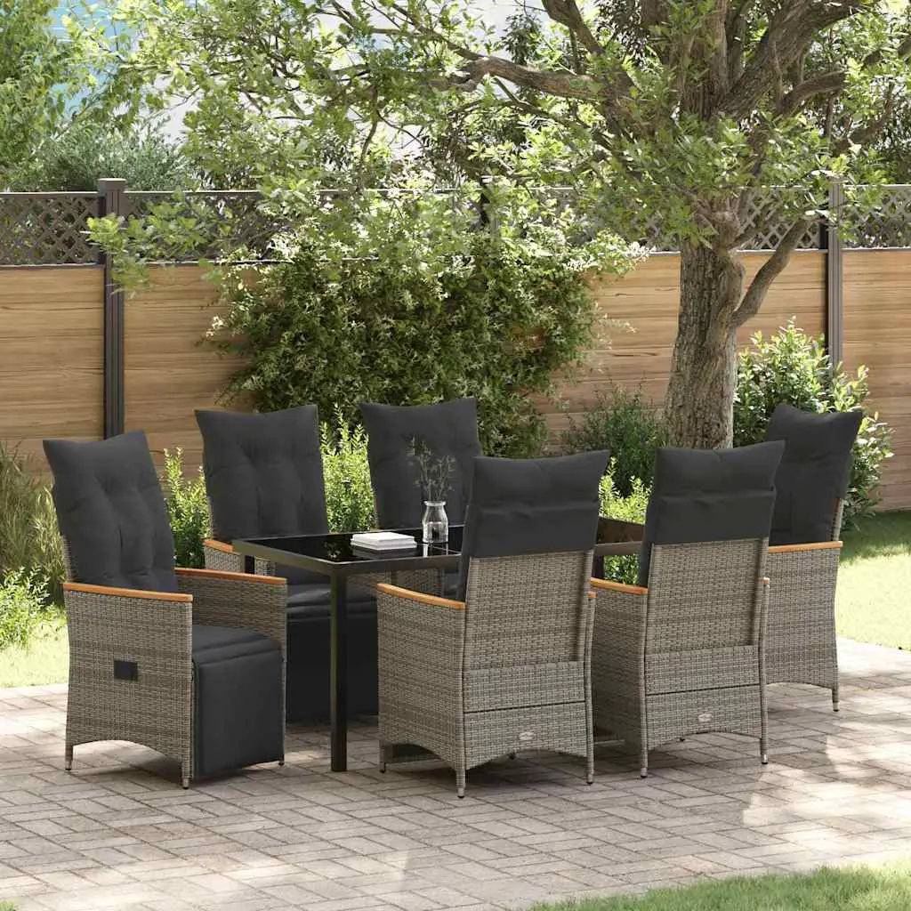 Ensemble de salle à manger pour jardin 7 pcs Gris polyrotin vidaXL 3379629