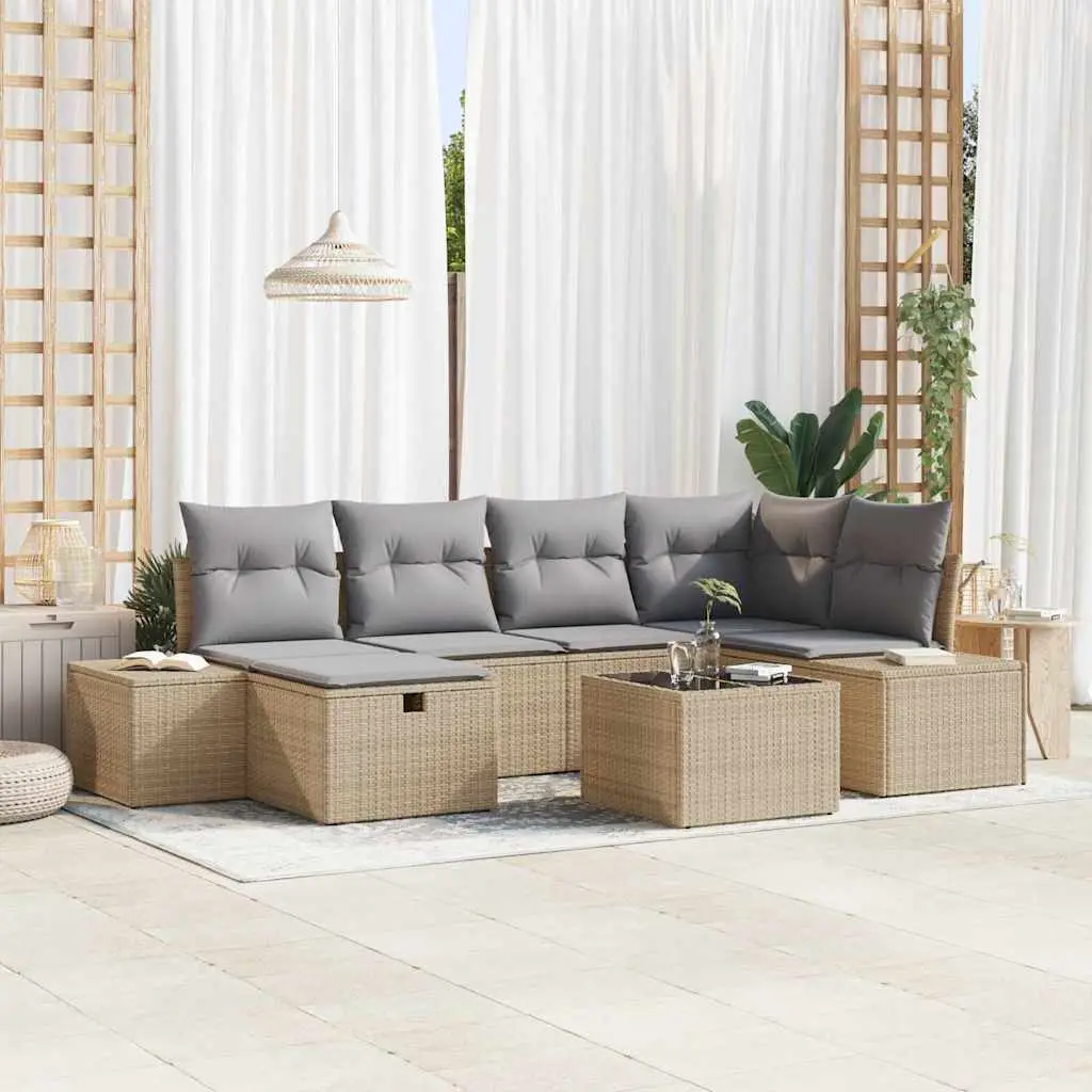 Ensemble Canapé Extérieur 6 Pièces Polyrotin Durable avec Coussins Lavables Design Beige – ComfortXL Outdoor Living