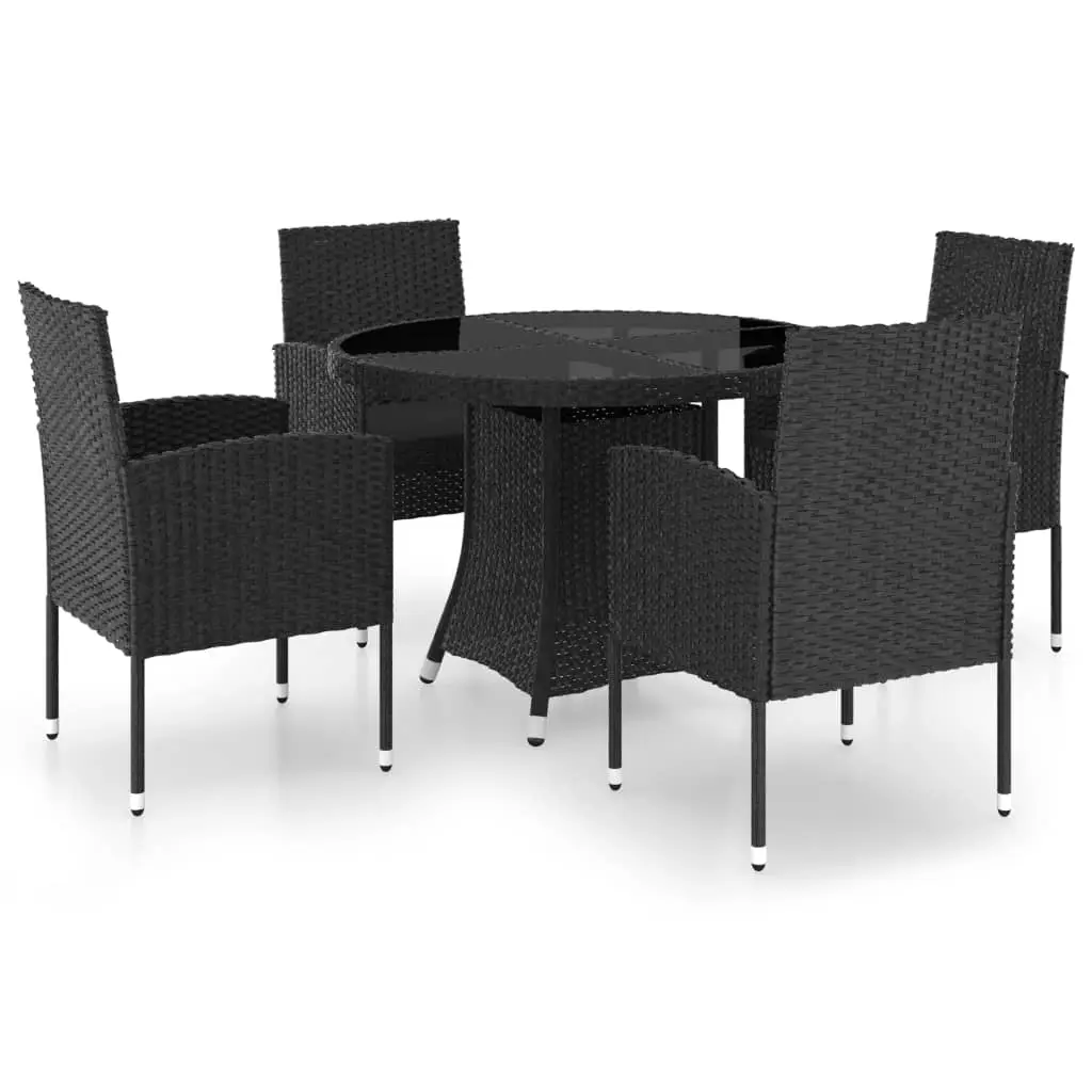 Ensemble de 5 pcs table de jardin avec chaises – mobilier de jardin Résine tressée Noir-JU2517