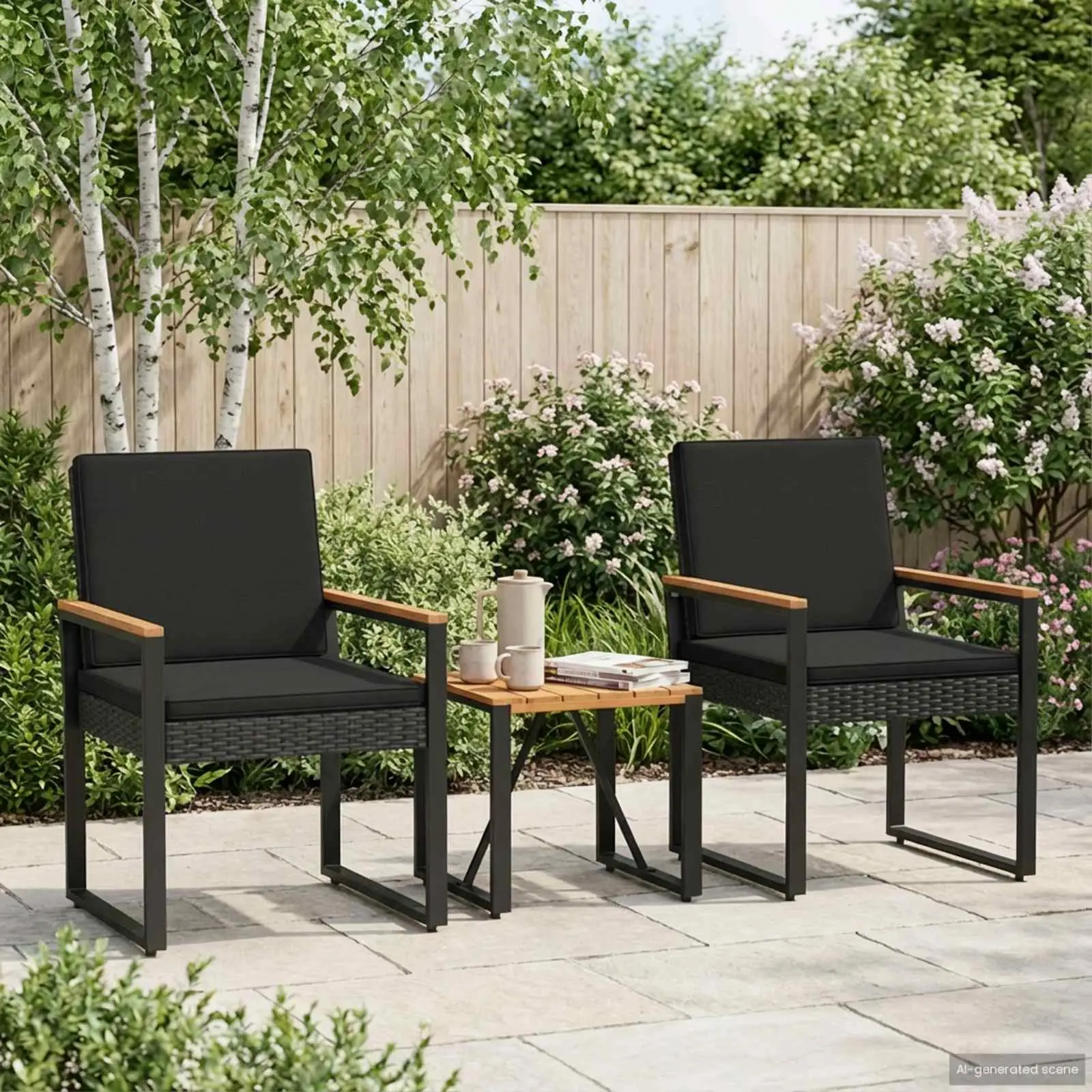 Ensemble de meubles d’extérieur 3 pcs Noir polyrotin vidaXL 42025330