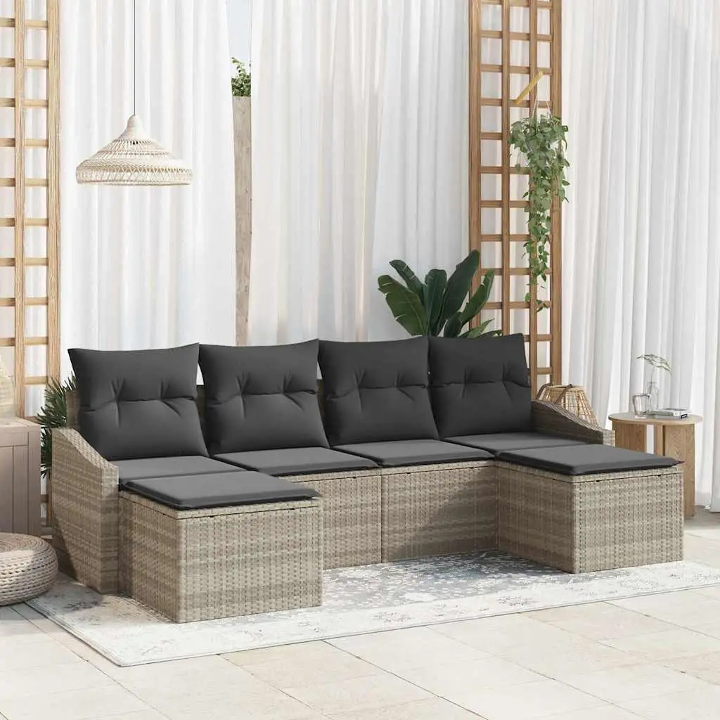 Ensemble de salle à manger pour jardin 6 pcs Gris clair vidaXL 3355501